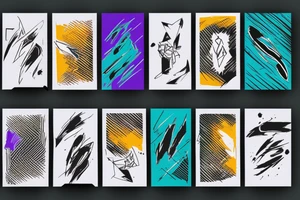 card sized with black framing
negative space style
thick black lines, with teal, amber and purple being the only used colors.

A man is trying to tear the universe back together tattoo idea