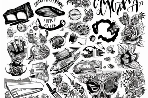 maquina de escribir cambiando a computador, el computador tiene brazos y ayuda a un ser humano a escribir un libro sugiriendo palabras tattoo idea