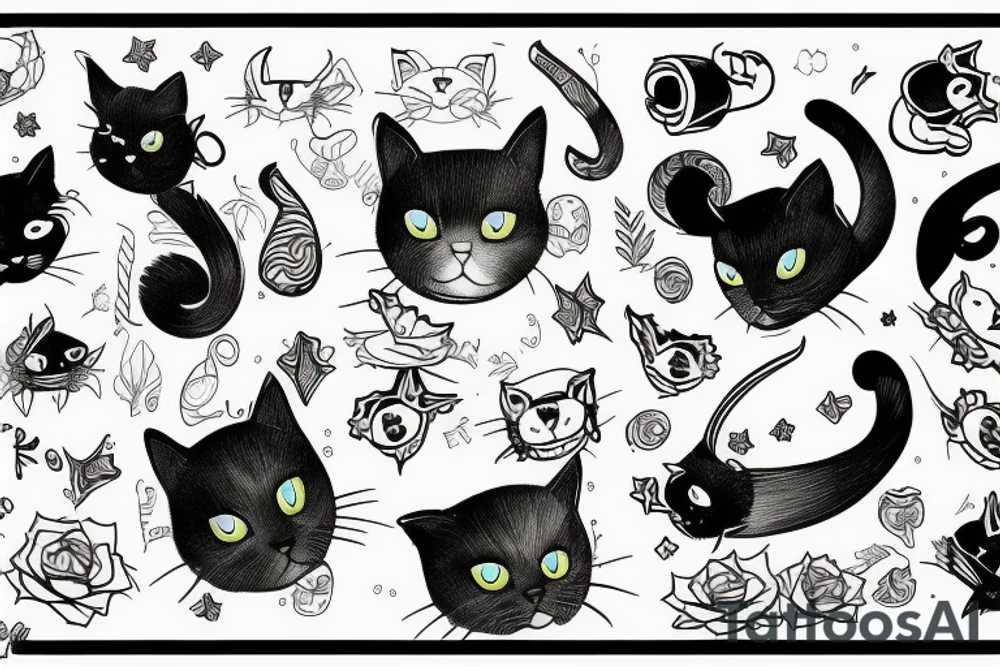 Cat jump tartle tattoo idea