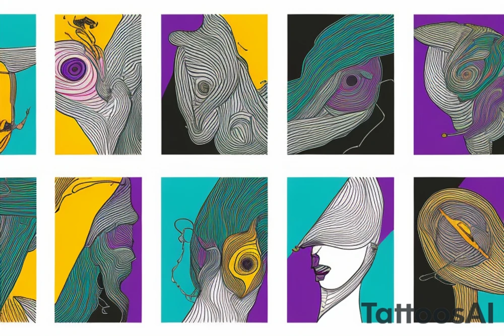 card sized

thick black lines, with teal, amber and purple being the only used colors.

A man is running through a airport terminal in the universe piecing it back together tattoo idea