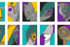 card sized

thick black lines, with teal, amber and purple being the only used colors.

A man is running through a airport terminal in the universe piecing it back together tattoo idea