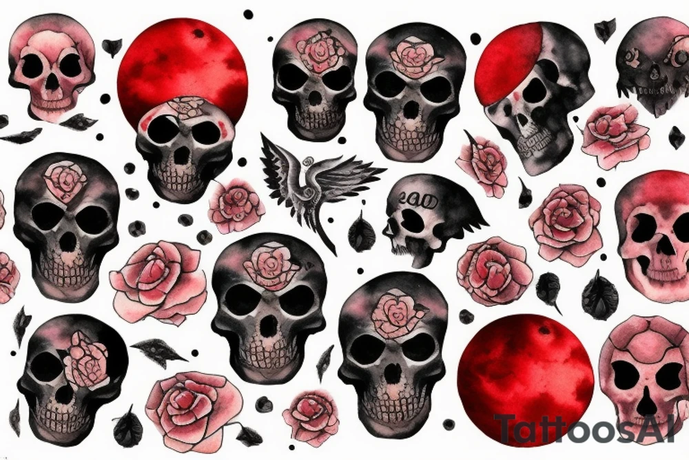 Red moon with scull tattoo idea