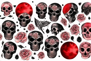Red moon with scull tattoo idea