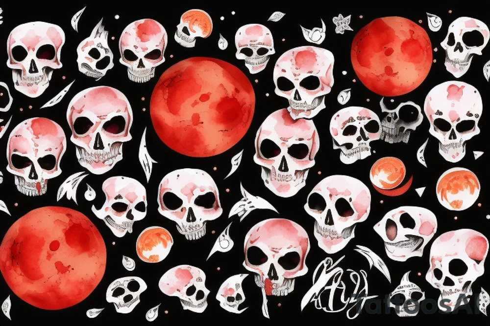 Red moon with scull tattoo idea