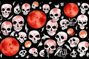 Red moon with scull tattoo idea