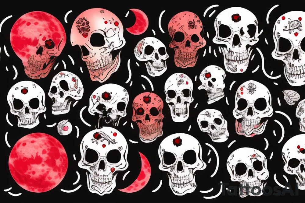 Red moon with scull tattoo idea