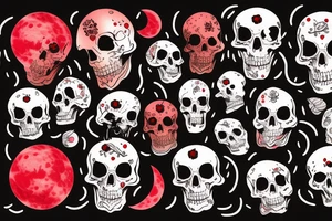 Red moon with scull tattoo idea