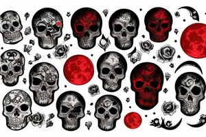 Red moon with scull tattoo idea