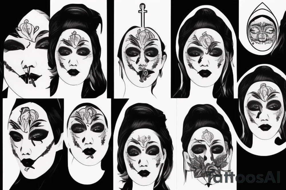 Saint woman with dead face tattoo idea