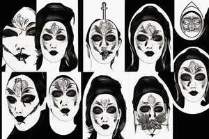 Saint woman with dead face tattoo idea
