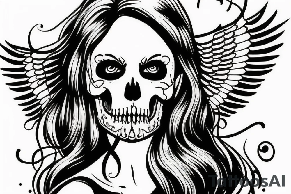 Angel with a skull face tattoo idea