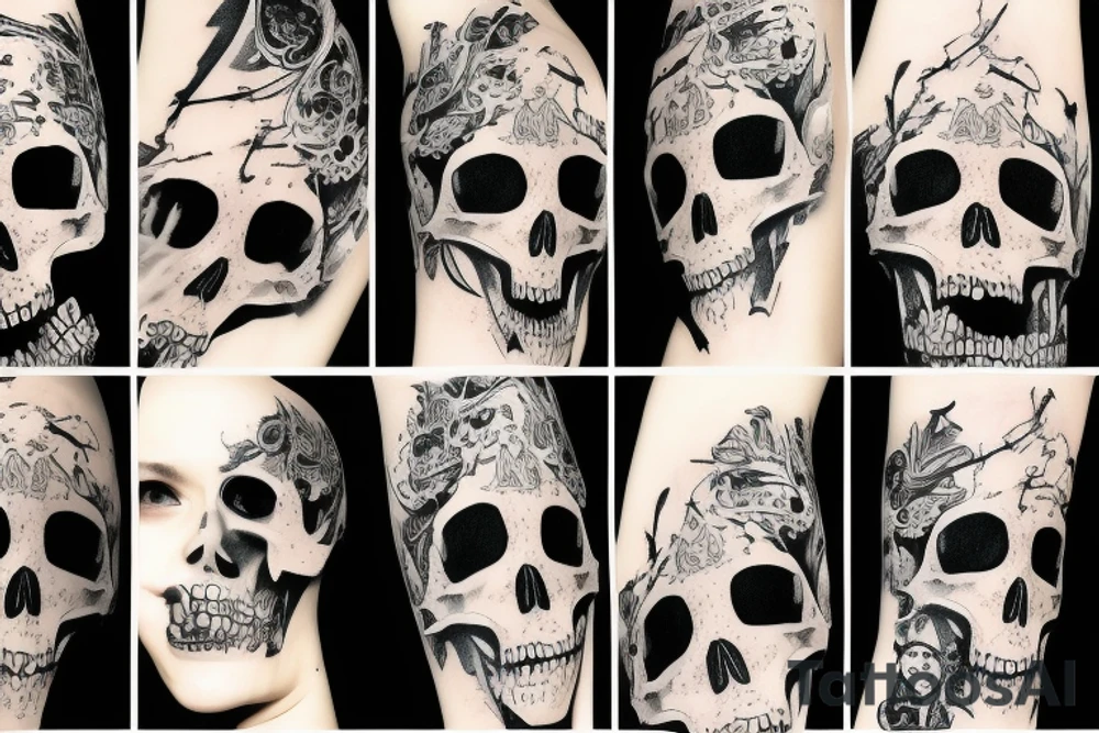 Angel with a skull face tattoo idea