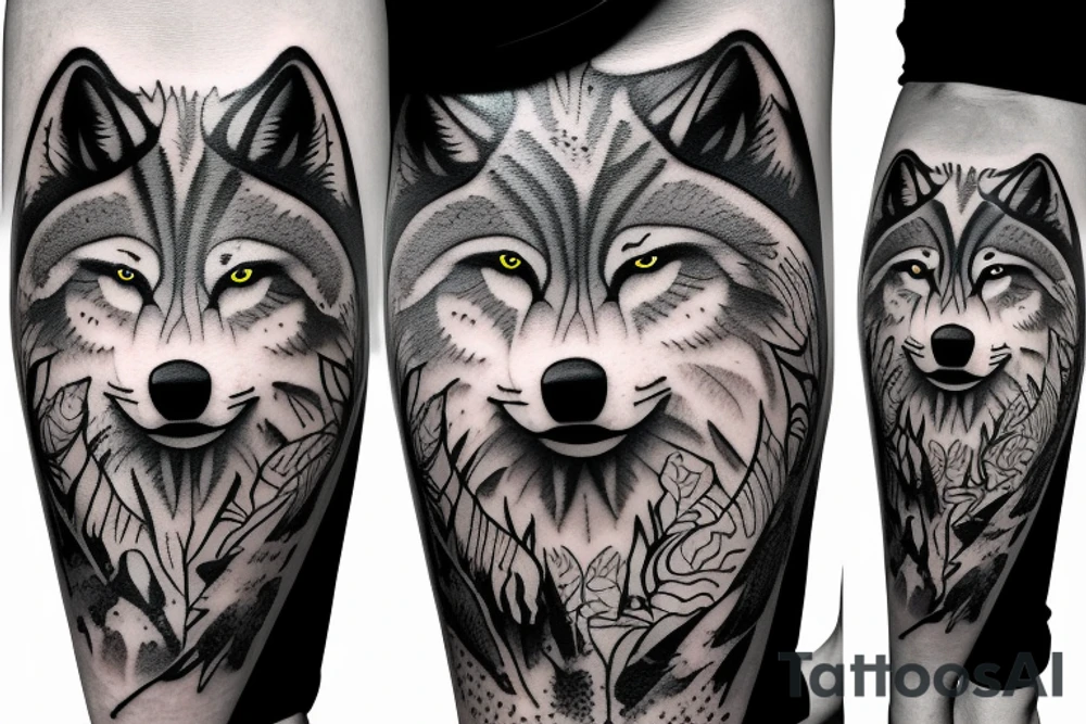 Wolfs inside a wolf in the forest full moon tattoo idea Wolfs inside a wolf in the forest full moon tattoo idea