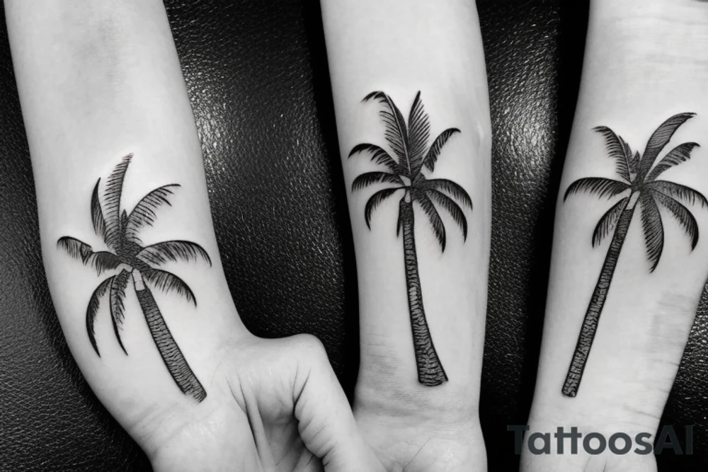 Palm trees and wedding rings tattoo idea
