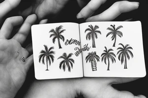 Wedding rings on palm trees tattoo idea