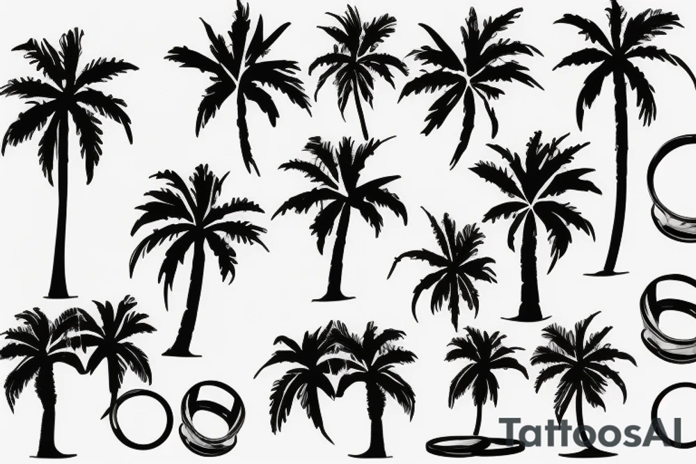 Wedding rings on palm trees tattoo idea