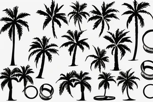 Wedding rings on palm trees tattoo idea