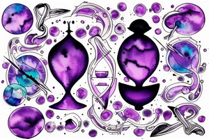 Hourglass with Purple Nebula inside, with the contents spilling to the side tattoo idea