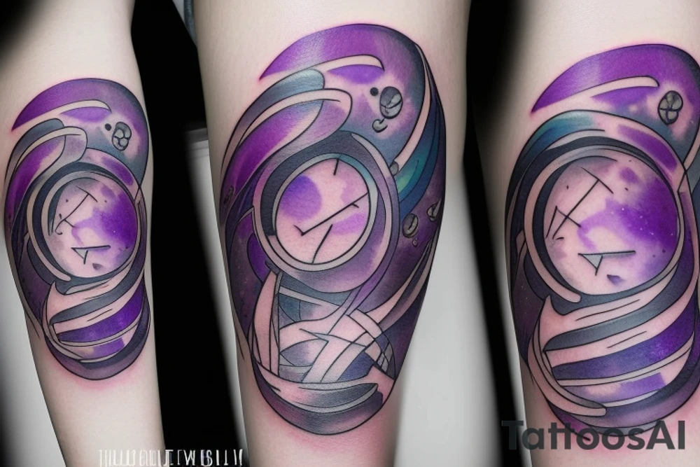 Hourglass with Purple Nebula inside tattoo idea