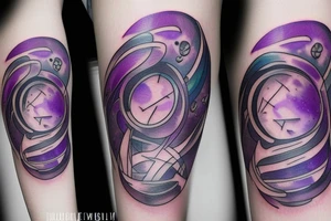Hourglass with Purple Nebula inside tattoo idea