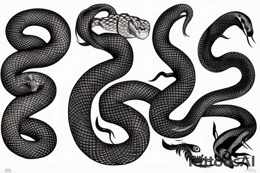 Snake biting its tail Japanese style full sleeve tattoo idea