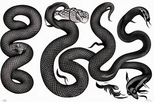 Snake biting its tail Japanese style full sleeve tattoo idea