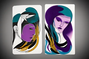 card sized

thick black lines, with teal, amber and purple being the only used colors.

A women is running through a airport terminal in the universe piecing it back together tattoo idea