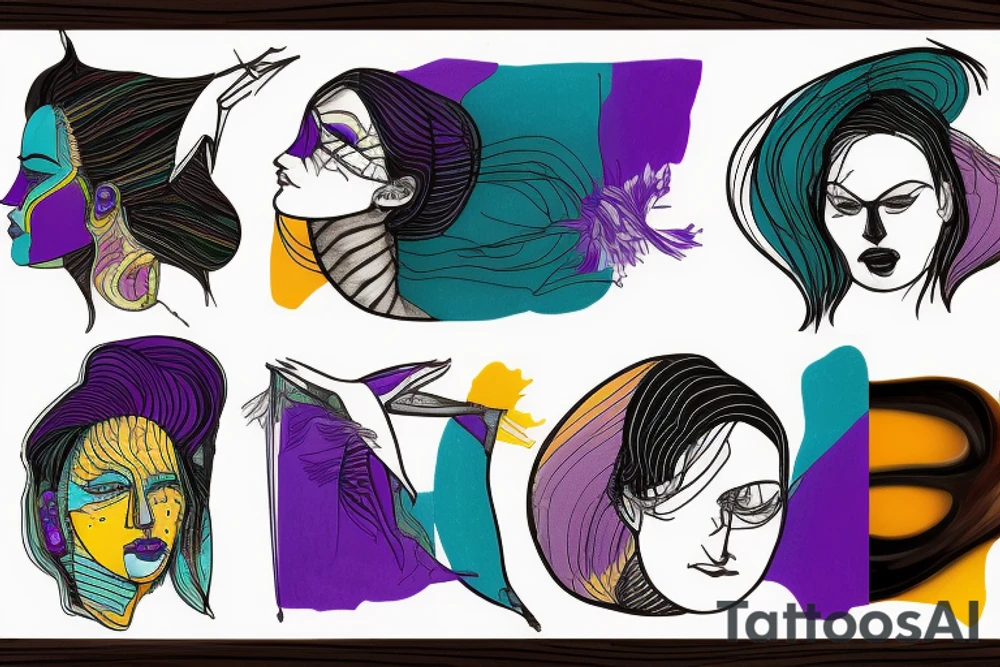 card sized

thick black lines, with teal, amber and purple being the only used colors.

A person is running through an airport terminal in the universe piecing it back together tattoo idea