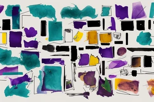 card sized

thick black lines, with teal, amber and purple being the only used colors.

A person is running through an airport terminal in the universe piecing it back together tattoo idea
