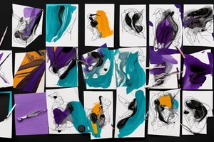 card sized

thick black lines, with teal, amber and purple being the only used colors.

A person is running through an airport terminal in the universe piecing it back together tattoo idea