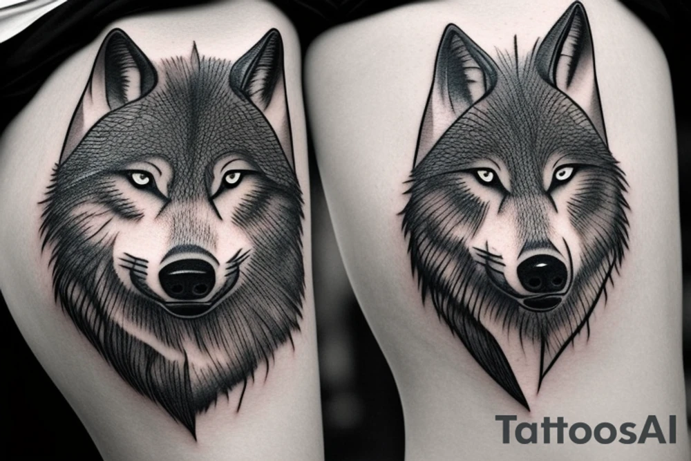 A wolf with lines tattoo idea