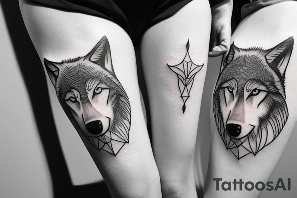 A wolf with lines tattoo idea