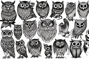 Owl looking forward tattoo idea