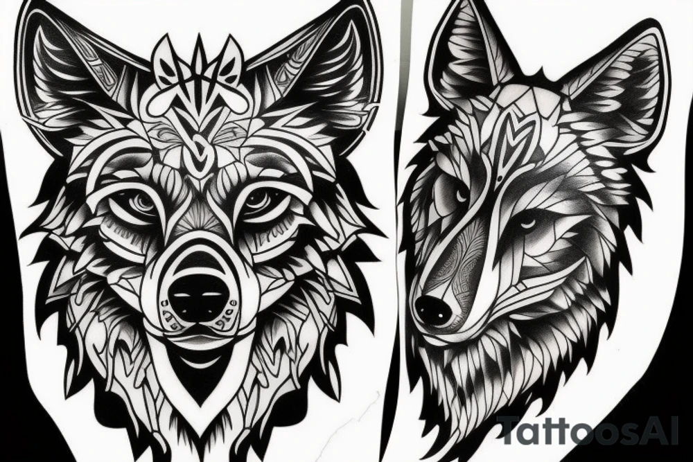 Linework wolf tattoo idea