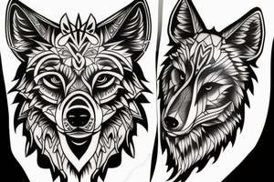 Linework wolf tattoo idea