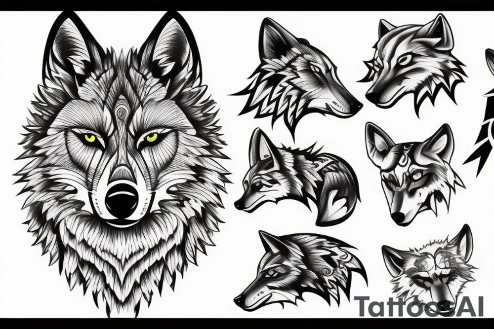 Linework wolf tattoo idea