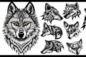 Linework wolf tattoo idea