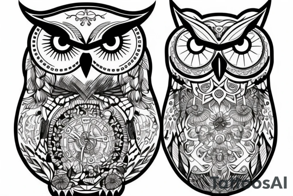 Owl schematic looking forward tattoo idea