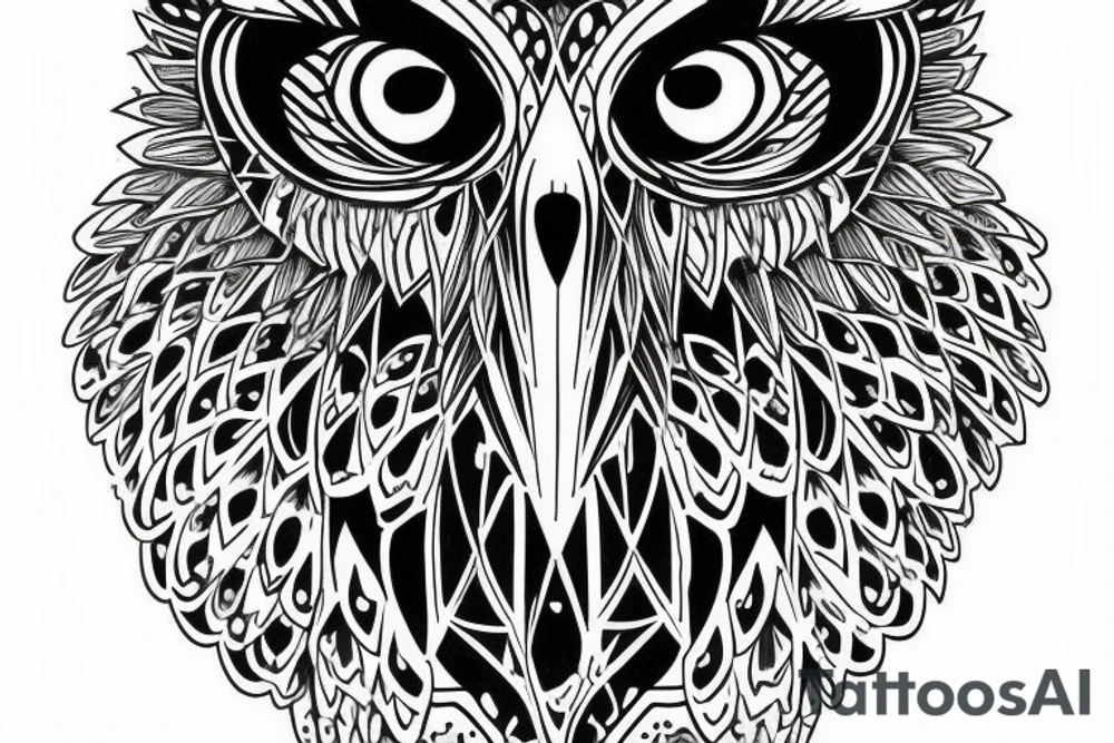 Owl schematic looking forward tattoo idea