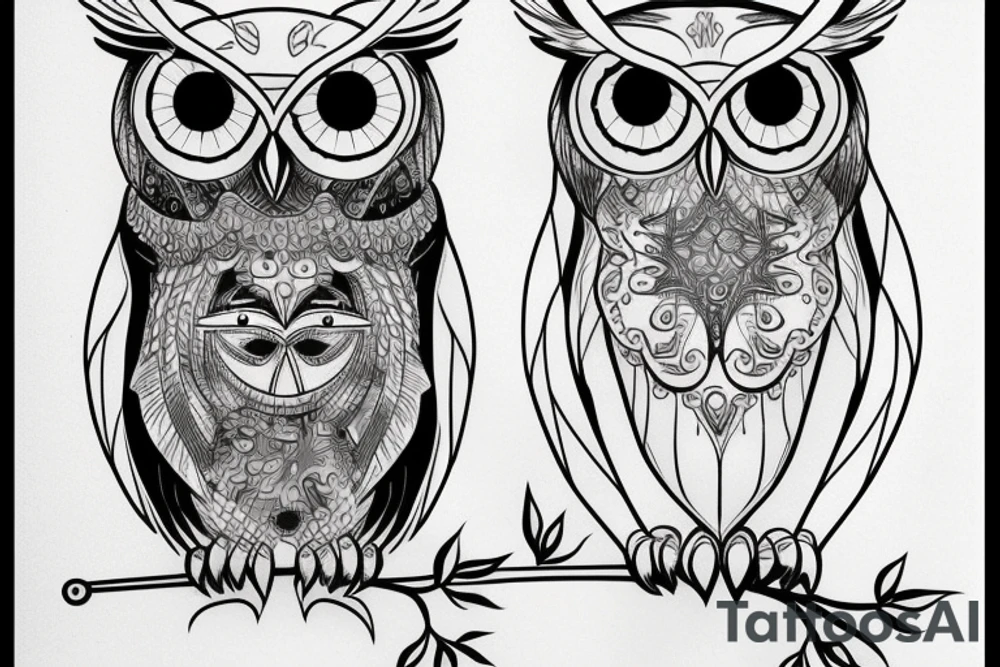 Owl schematic looking forward tattoo idea