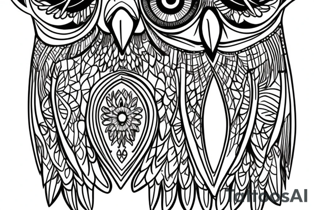 Owl schematic looking forward tattoo idea