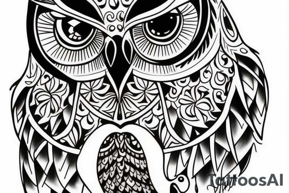 Owl looking forward tattoo idea