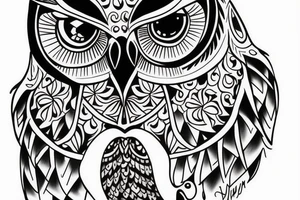 Owl looking forward tattoo idea