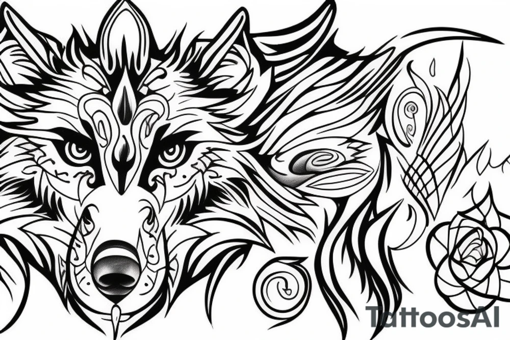 Linework wolf tattoo idea