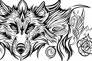 Linework wolf tattoo idea