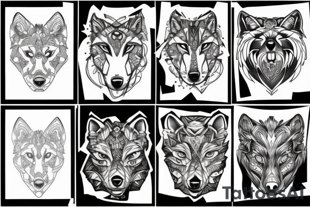 Linework wolf tattoo idea