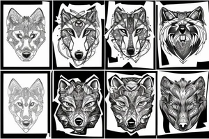 Linework wolf tattoo idea
