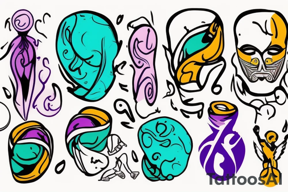 A Card sized tattoo on the left fore arm

The only colors used are variations of teal, amber and purple.
A Man is running down an ever stretching hallway with the visible universe being seen through the glass windows. As he runs the pathway and hallway is being put together step by step tattoo idea