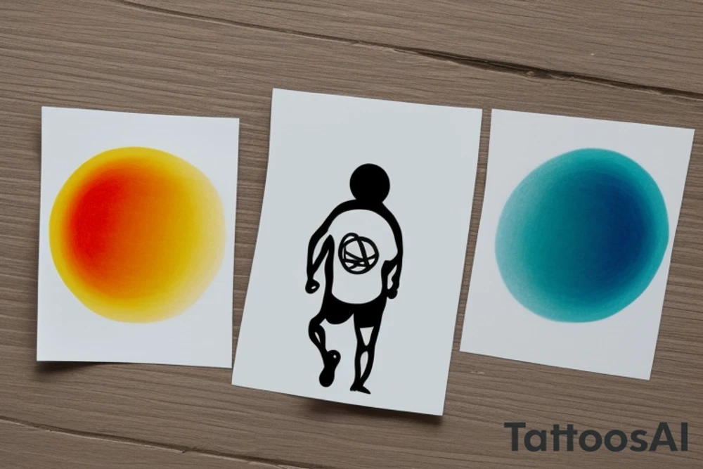 Card sized

The only colors used are teal, amber and purple.
A Man is running down an ever stretching hallway with the visible universe being seen through the glass windows. As he runs the pathway and hallway is being put together step by step tattoo idea