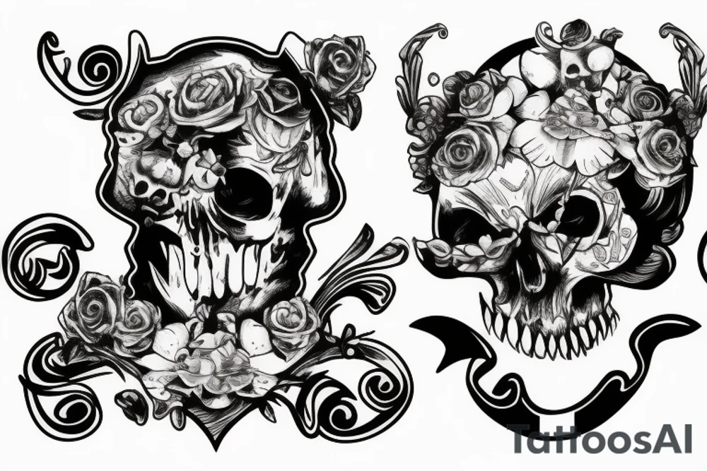 Animal Scull nibbles the clock tattoo idea
